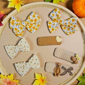 Adorable Floral Bear Clippie Hair Bow Set